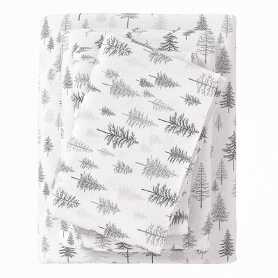 100% Cotton Lodge Print Flannel Sheet Set - Great Bay Home (Twin, Truckee - Grey)