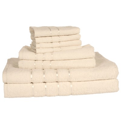 Bone Cotton Plush 8-Piece Bath Towel Set