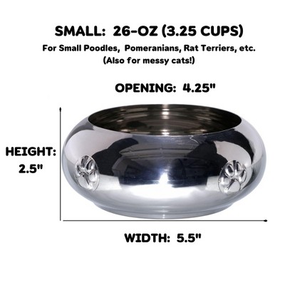 Small Stainless Steel Double Dog Bowl with Wrought Iron Stand