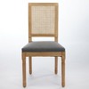 Akoasm Set of 2 Solid Wood Frame Dining Chairs with Square Rattan Backrest and Exquisitely Carved-Gray - 3 of 4