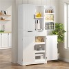 LunaLulinlk 72" Fluted Kitchen Pantry Cabinet with 3 Keyboard Drawers & 6 Door Shelves Adjustable, White - 3 of 4