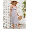 Clearlove Womens Spaghetti Strap Maxi Dress Ruffle High Waist Backless Floral Boho Pleated Beach Dress for Photoshoot - 2 of 4