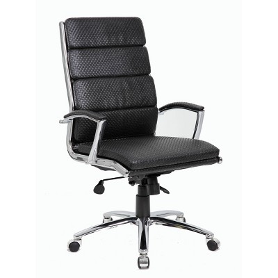 Executive Vinyl Chair with Metal Chrome Finish Black - Boss Office Products