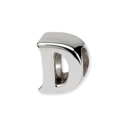 Black Bow Jewelry Sterling Silver Letter D Polished Bead Charm, 10mm