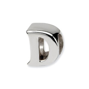 Black Bow Jewelry Sterling Silver Letter D Polished Bead Charm, 10mm - 1 of 3