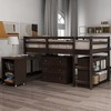 Low Twin Loft Bed with Rolling Desk, Cabinet, Bookshelf, and Storage Drawers, Pine Wood Frame - 4 of 4