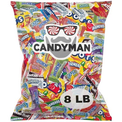 CANDYMAN Assorted Candy Variety Pack 8lbs of Bulk Individually Wrapped Pinata Stuffers