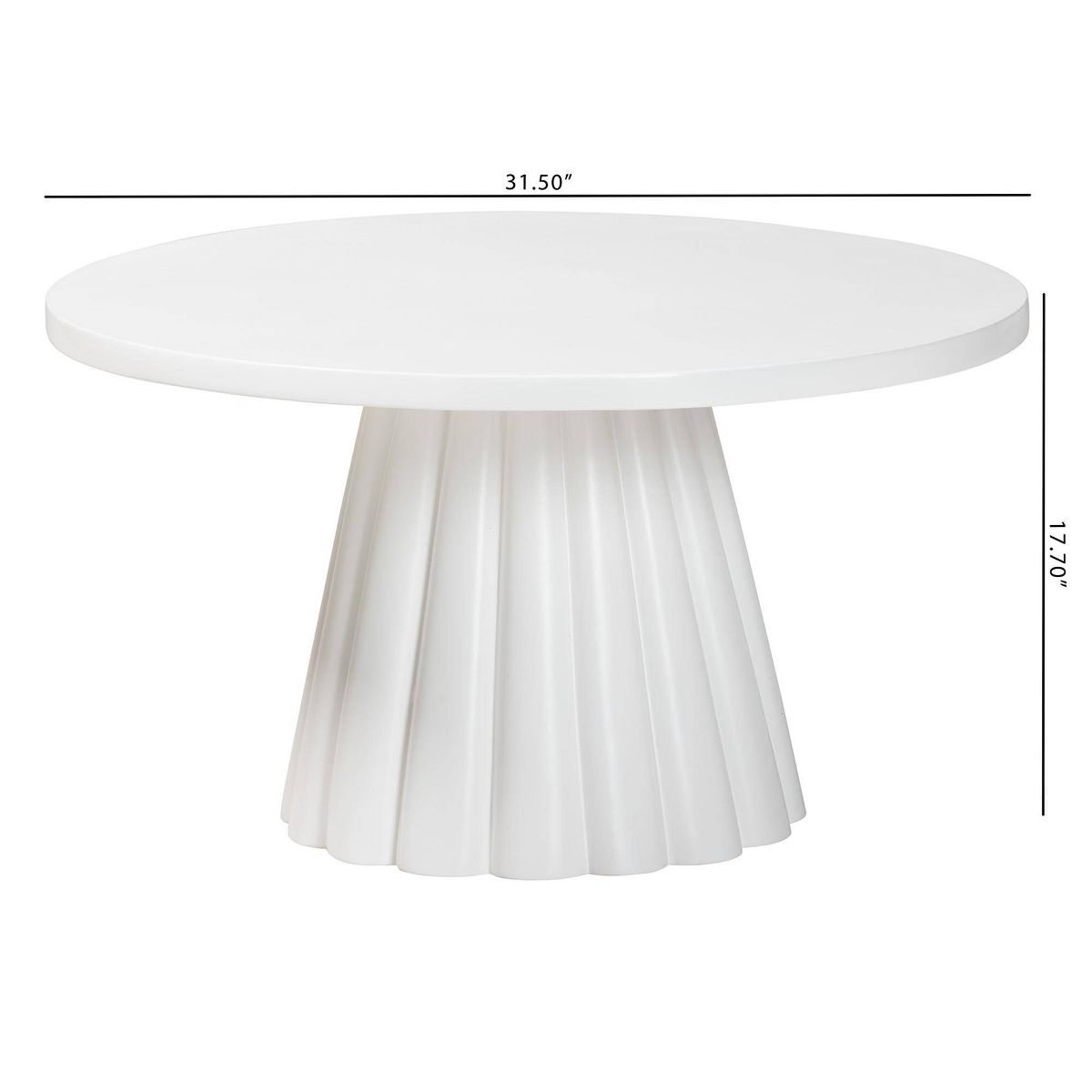bali & pari Parvana Round Coffee Table with Fluted Pedestal Base White - thumbnail 6