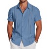 COOFANDY Men's Cuban Guayabera Short Sleeve Button Down Casual Summer Beach Linen Shirts,COLOR(White),SIZE(M) - 4 of 4