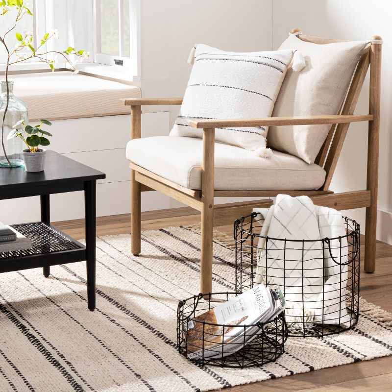 Round Wire Storage Basket with Handles Black - Hearth & Hand™ with Magnolia, 2 of 11