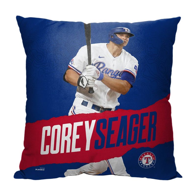 18&#34;x18&#34; MLB Texas Rangers 23 Corey Seager Player Printed Throw Decorative Pillow, 1 of 6