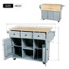 Rolling Kitchen Island Cart, with Wood Desktop, Cabinet and Drawers, Spice Rack, Towel Rack, Wine Rack, for Kitchen, Dining - 2 of 4