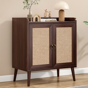 CAVINAS Buffet Cabinet with Rattan Accent Doors,Storage Cabinet with Baffle Strip Design,Sideboard Cabinet for Dining Room,Living Room - 1 of 4