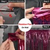 PartyWoo Fringe Curtain Burgundy Red Foil 3.3x6.6 Feet 2 pcs - 3 of 4
