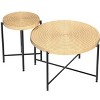NicBex Natural 2-Piece Round Coffee Table & End Table Set,Distressed Wood Design & Black Metal Legs,Center Table for Living Room - 4 of 4