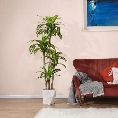 DR.Planzen 4-6ft Artificial Dracaena Plant, Pre Potted Faux Plant for Office House Living Room Indoor Home Decor