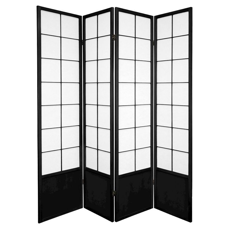 6 ft. Tall Zen Shoji Screen - Black (4 Panels), 1 of 3