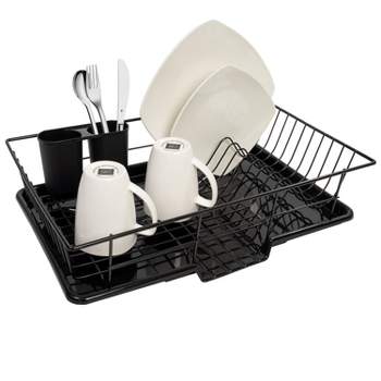 Home Basics Deluxe 2 Tier Dish Rack, Black : Target