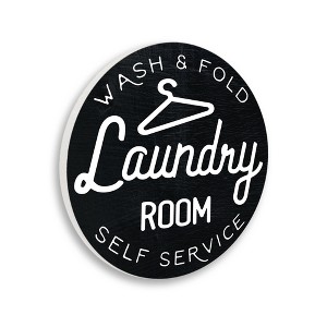 Stupell Industries Wash and Fild Vintage Laundry Room Sign Black White, 12" x 12" - 1 of 4