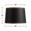 Springcrest Black Medium Drum Lamp Shade with Black and Gold Trim 14" Top x 16" Bottom x 11" High (Spider) Replacement with Harp and Finial - 4 of 4