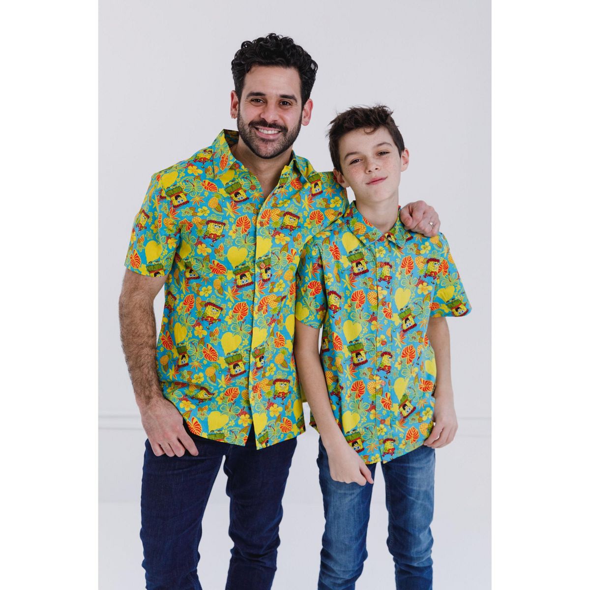 Nickelodeon SpongeBob SquarePants Hawaiian Matching Family Hawaiian Button Down Shirt Little Kid to Big Kid - thumbnail 4