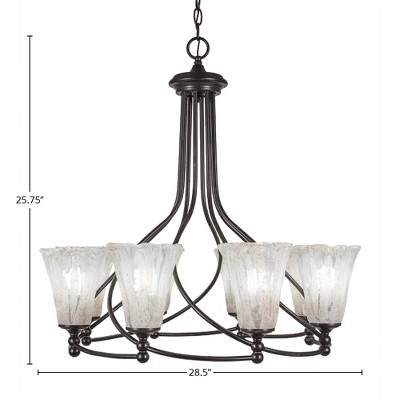Toltec Lighting Capri 8 - Light Chandelier in  Dark Granite with 5.5" Fluted Italian Ice Shade
