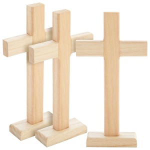 Juvale Unfinished Wood Home Decor Standing Table Cross (3 Pack) - 1 of 4