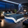 NicBex Queen/King Faux Leather Upholstered Bed Frame with LED,Wave Like Curve Platform Bed Frame with Bluetooth,Backrest Vibration Massage - 2 of 4