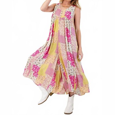 Women's Patchwork Wide Leg Jumpsuit - Easel