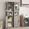 67" H  Tall  Slim Pantry Cabinet with Glass Doors and Adjustable Shelf, Freestanding Slim Cupboard - 4 of 4