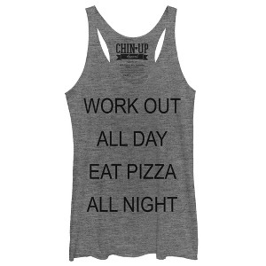 Women's CHIN UP Eat Pizza All Night Racerback Tank Top - 1 of 3