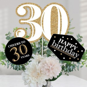 Big Dot of Happiness Adult 30th Birthday - Gold - Birthday Party Centerpiece Sticks - Table Toppers - Set of 15 - 1 of 4