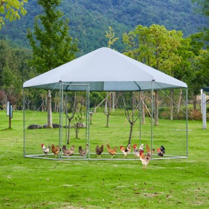 LAOTIES 13×8FT Large Metal Chicken Coop,Heavy Duty Steel Poultry Cage With Waterproof UV Cover,Hexagonal Wire Run For Chickens And Ducks - 1 of 4