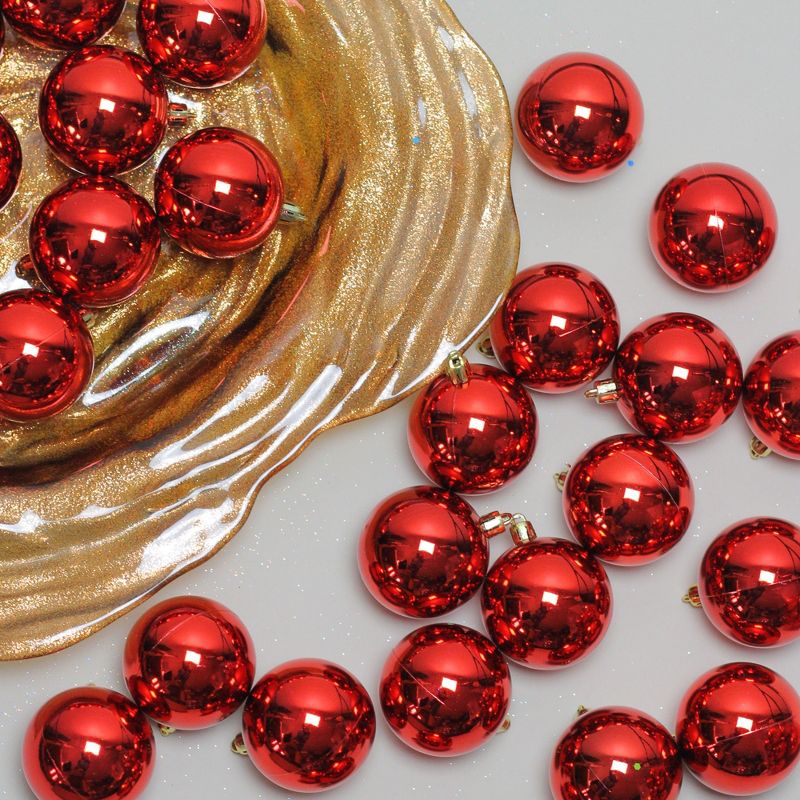 Northlight 60ct Shatterproof Shiny Christmas Ball Ornament Set 2.5" - Red, 3 of 4
