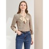 Allegra K Women's Boho Floral Printed Shirts V Neck Pussybow Blouse Top - 3 of 4