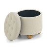 NicBex Round Storage Ottoman, Multi-Functional Linen Button-Tufted Ottoman with Reversible Lid (Table Top) and Storage Compartment - 4 of 4