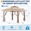 Outdoor Canopy Tent with Mosquito Netting, 11FT  Outdoor Gazebo with Portable Carrying Bag - 4 of 4