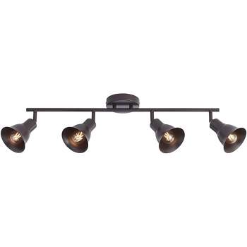 Pro Track 4-Head Ceiling or Wall Track Light Fixture Kit Spot Light Adjustable Brown Bronze Finish Metal Modern Kitchen Bathroom Dining 30 1/2" Wide