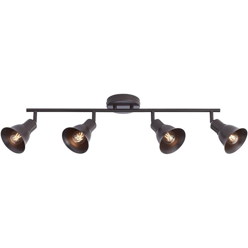 Pro Track 4-Head Ceiling or Wall Track Light Fixture Kit Spot Light Adjustable Brown Bronze Finish Metal Modern Kitchen Bathroom Dining 30 1/2" Wide, 1 of 10