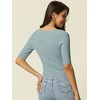 Seta T Women's Half Sleeve Square Neck Slim Fit Solid Ribbed Knit Sweaters - 4 of 4