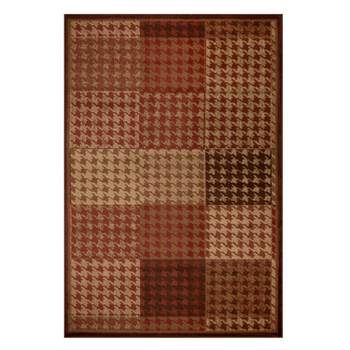 Abstract Houndstooth Checkered Geometric Border Power-Loomed Living Room Bedroom Entryway Indoor Area Rug or Runner by Blue Nile Mills