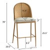 Rattan Counter Stool, Linen Upholstered Midbar Chair, 26 Inch Stools with Rattan Back for Kitchen Island, Dining Room - Maison Boucle - 4 of 4