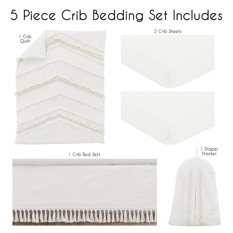 Sweet Jojo Designs Gender Neutral Unisex Baby Crib Bedding Set - Boho Fringe Ivory 5pc, 2 of 7