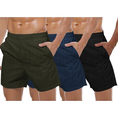 COOFANDY Men's 3 Pack Workout Gym Lightweight Bodybuilding Training Short Pants with Pockets