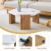 INFURNIC End Tables Modern Hexagonal Coffee Table with White Marble-Look Surface and Triangular Support Base, White, 31"*27.4"*13.6" - 3 of 4