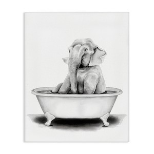 Stupell Industries Elephant In Tub Funny Canvas Art, 30" x 40" - 1 of 4
