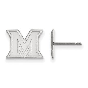 Black Bow Jewelry 10k White Gold Miami Redhawks NCAA Post Earrings - 1 of 3