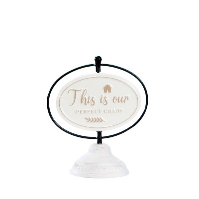 VIP Metal 9 in. White Oval Tabletop Sign Our House