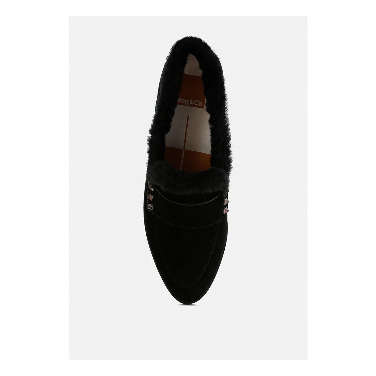 Женские туфли Rag & Co Womens Allie Fur Trim Suede Loafers 8 — фото 4