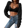 Women's Long Sleeve Open Front Cardigan Drop Shoulder Knit Bolero Shrug Sweater Cardigan for Outerwear - 4 of 4